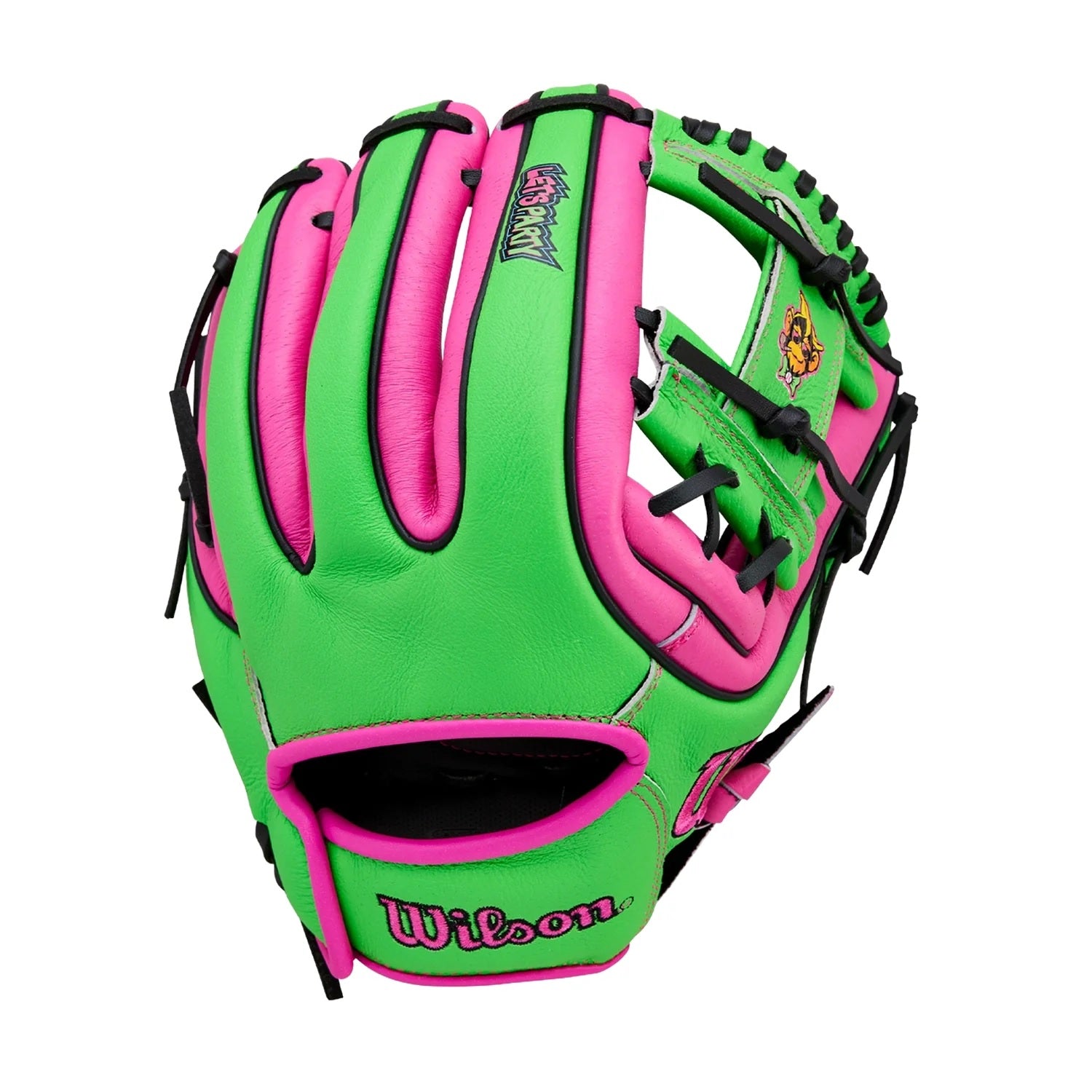 WILSON A450 PARTY ANIMALS BALL GLOVE 11" NEON GREEN/NEON PINK RHT