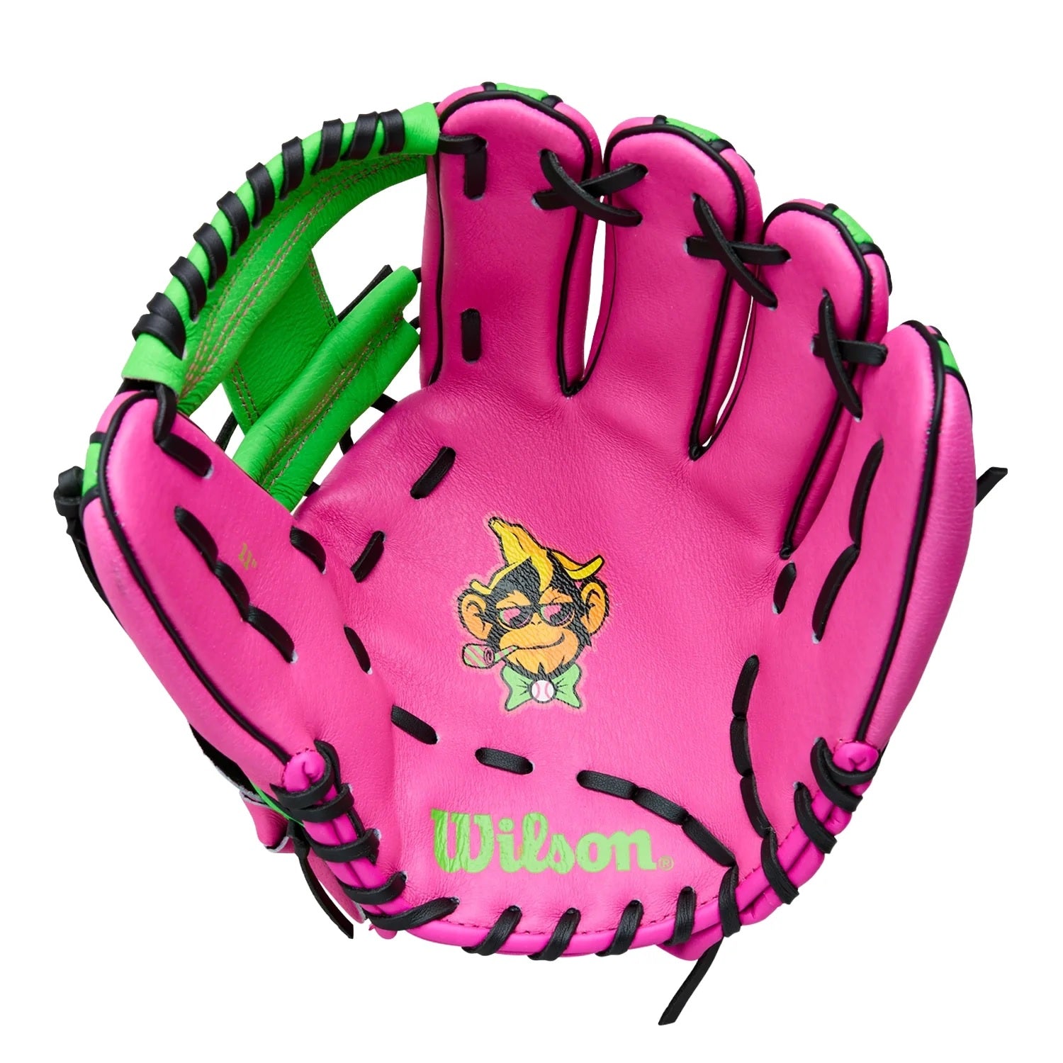 WILSON A450 PARTY ANIMALS BALL GLOVE 11" NEON GREEN/NEON PINK RHT