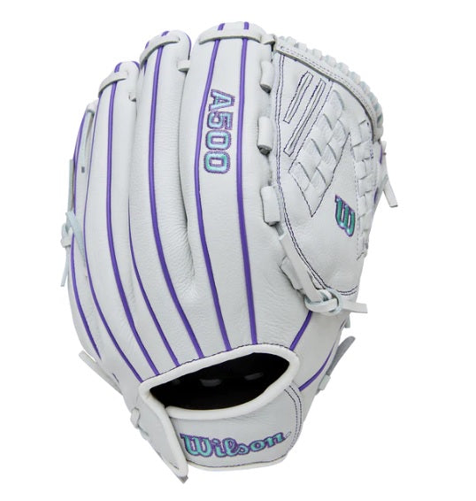 WILSON A500 SIREN GLOVE 12.5" WHITE/SEAFOAM/PURPLE