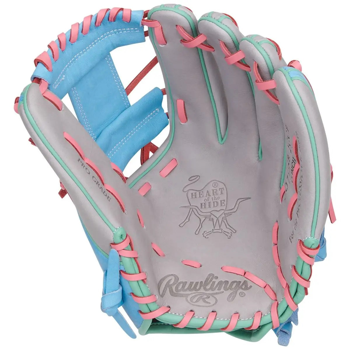 RAWLINGS HOH PRO-I WEB SOFTBALL GLOVE 12" RHT GREY-BLUE-GREEN-PINK