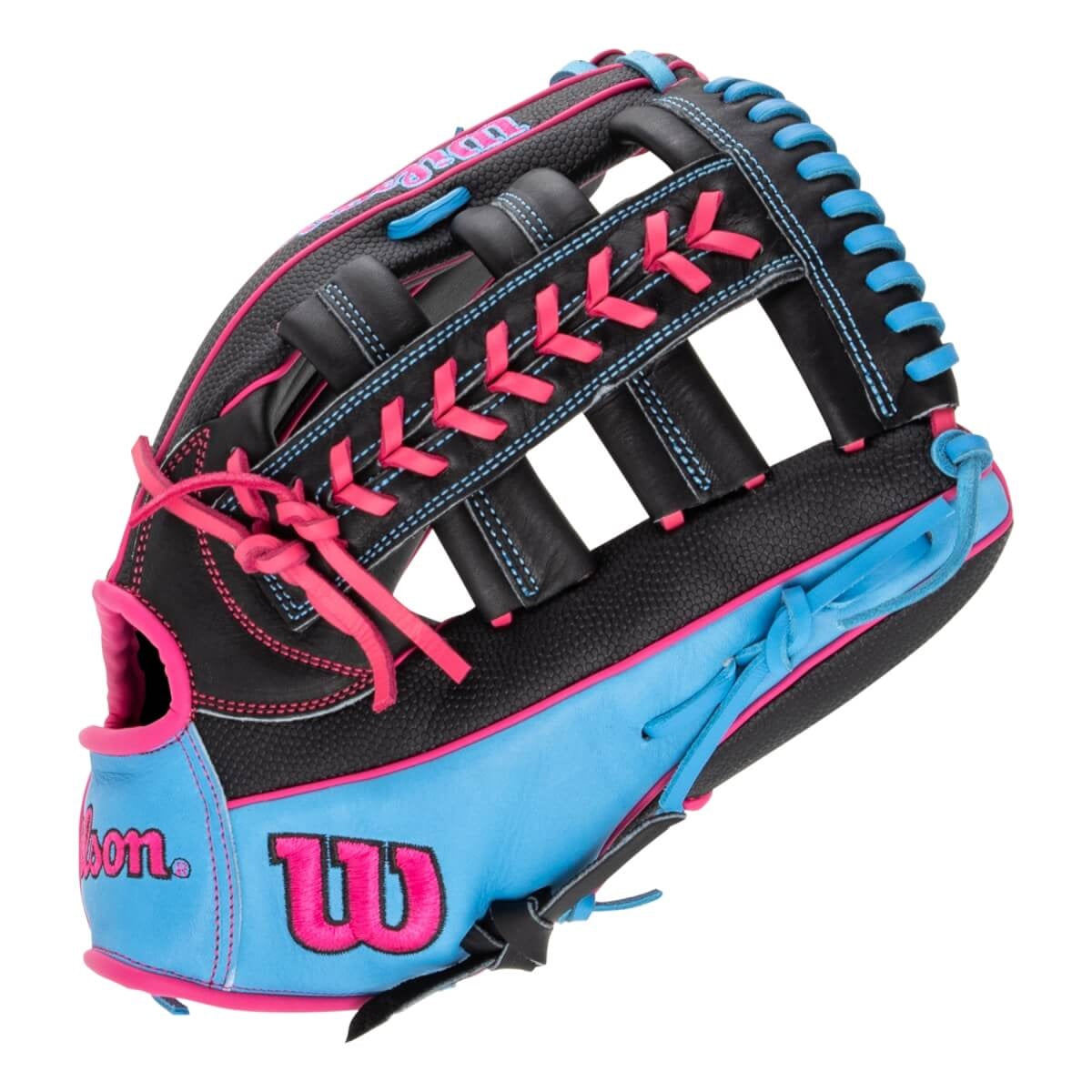 WILSON A1000 1892 SS BASEBALL GLOVE  W/PEDROIA FIT 12.25" BLACK/FLAMINGO PINK -RHT