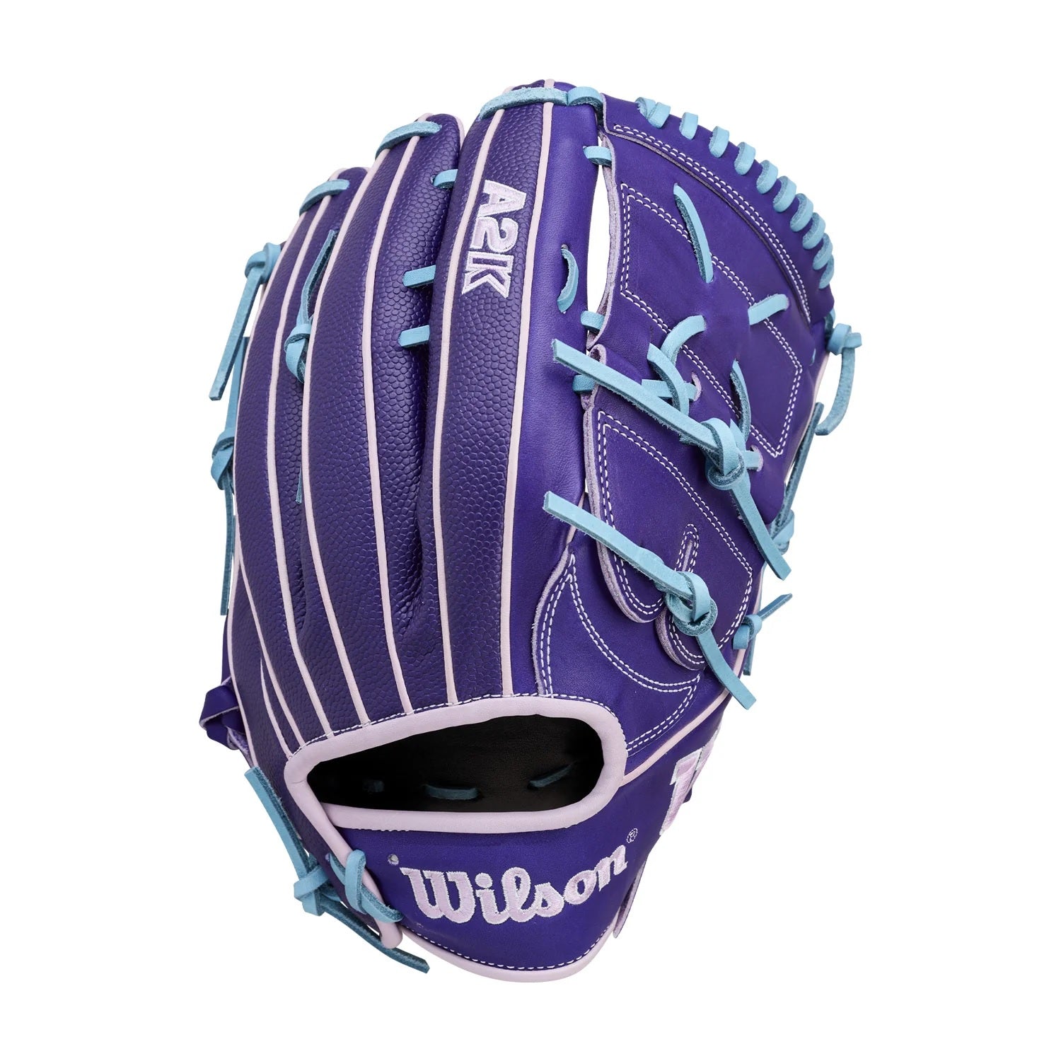 2026 SUMMER WILSON A2K B75 12.75" PURPLE  / SKY BLUE