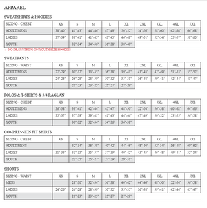 AK Size Charts (Mens-Womens-Youth)