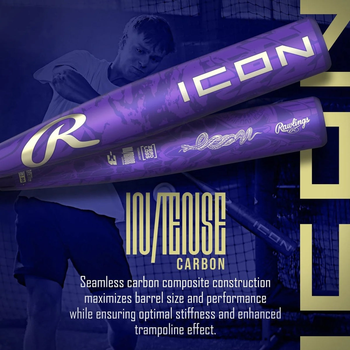2027 RAWLINGS ICON (2 5/8 BARREL) 2PC BBCOR BASEBALL BAT