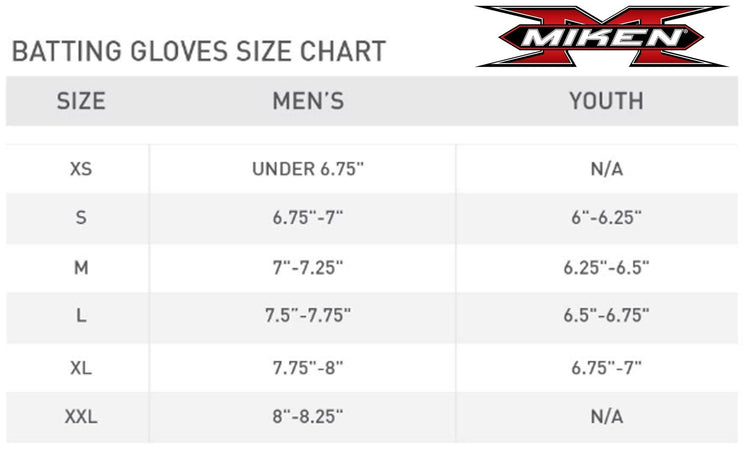 miken batting glove_sizing