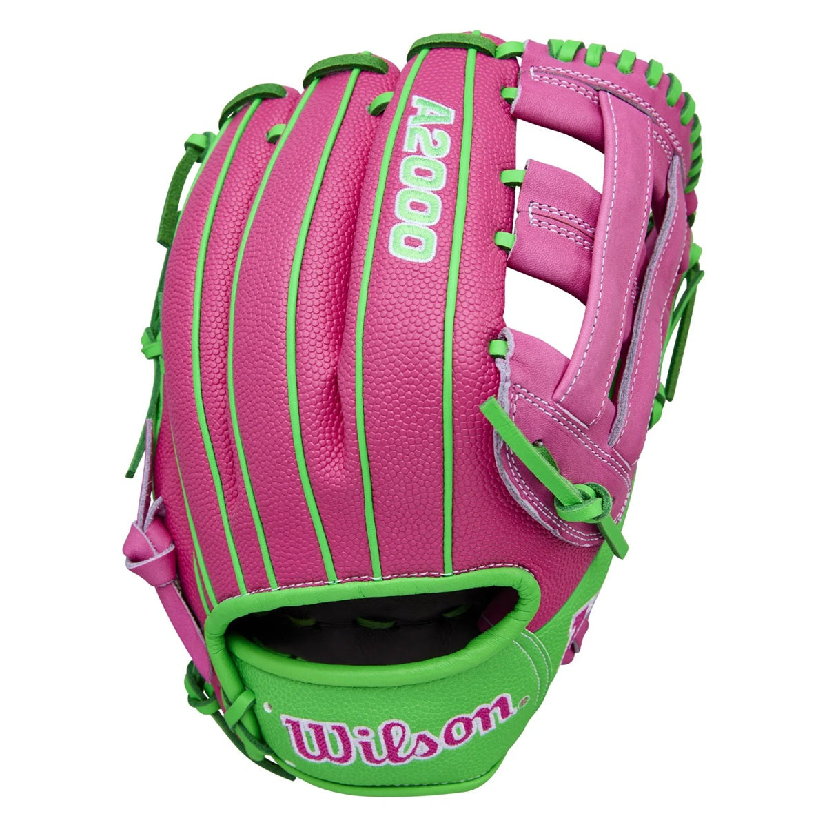 WILSON SPRING A2000 JOSE RAMIREZ GM FLAMINGO PINK/ NEON GREEN SS 12" -RHT