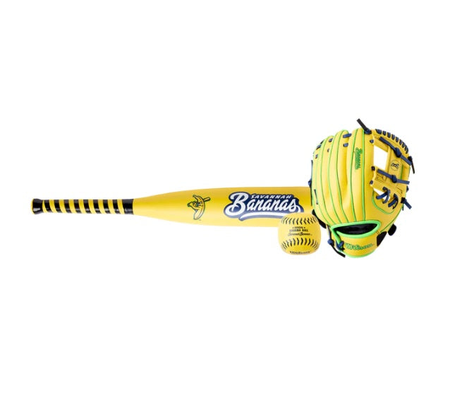 WILSON GLOVE/BALL/BAT KIT BANANAS YELLOW/NAVY -LHT