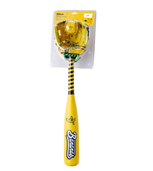 WILSON GLOVE/BALL/BAT KIT BANANAS YELLOW/NAVY -LHT
